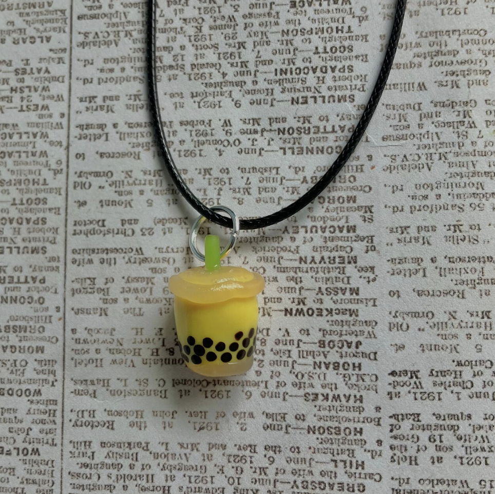 Yellow bubble tea necklace