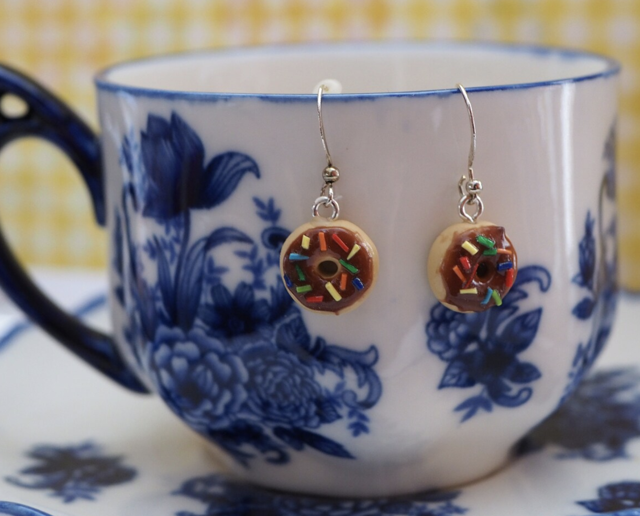 Chocolate Rainbow Sprinkle Donut Earrings