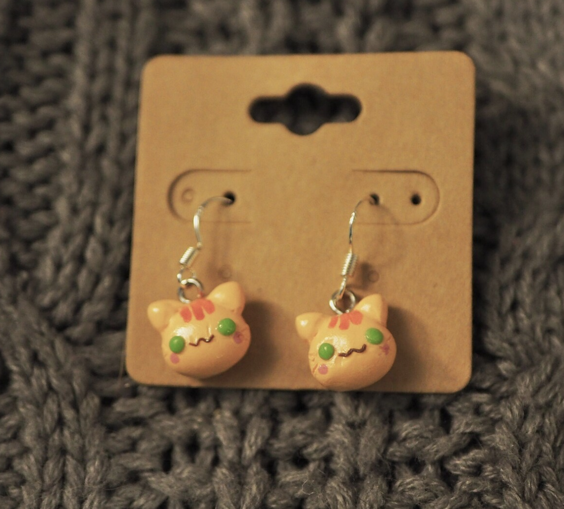 Orange cat earrings